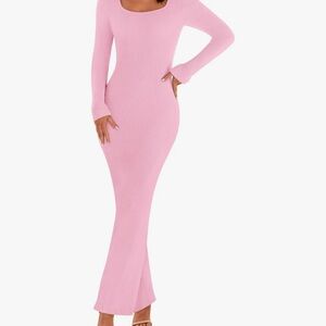 Elegant Pink Long Sleeve Dress